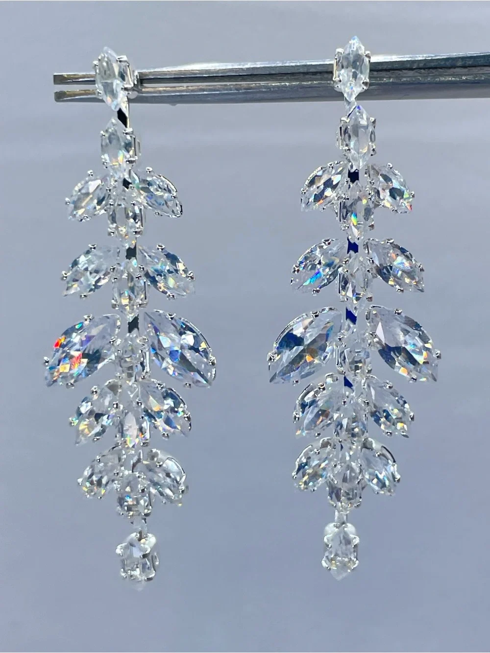 Swarovski Crystal Elements White Crystal Bridal Dangle Earrings Formal Statement